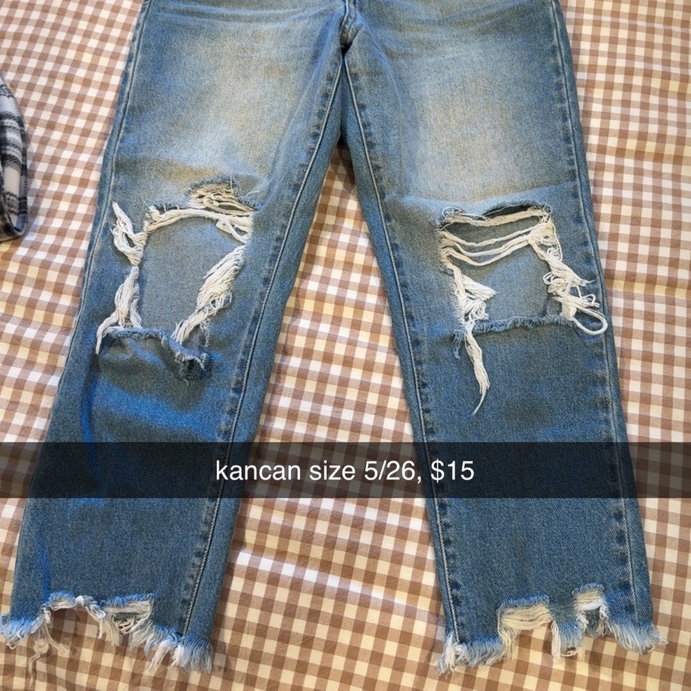 KanCan Blue Distressed Ankle Jeans
